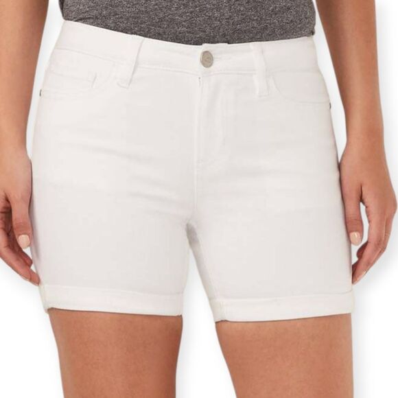 LC Lauren Conrad White Jean Shorts with Mid-Rise and Cuffed Hem Sz.2 EUC No Belt - Picture 1 of 8